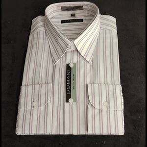 MEN'S DOMANI WHITE, MAUVE, BLUE DRESS SHIRT 15.5X3